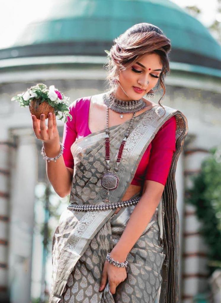 Hot Pink Designer Silk Patola Saree With Blouse – Rushini