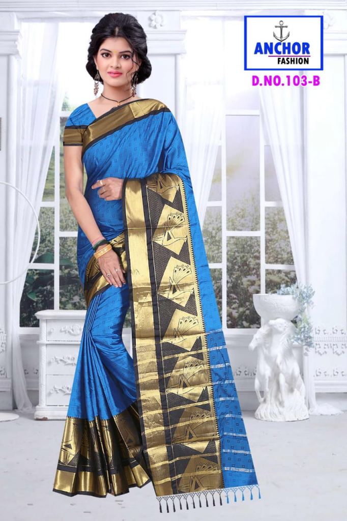 Buy Peacock Design Blue at Rs. 500 online from Surati Fabric designer ...