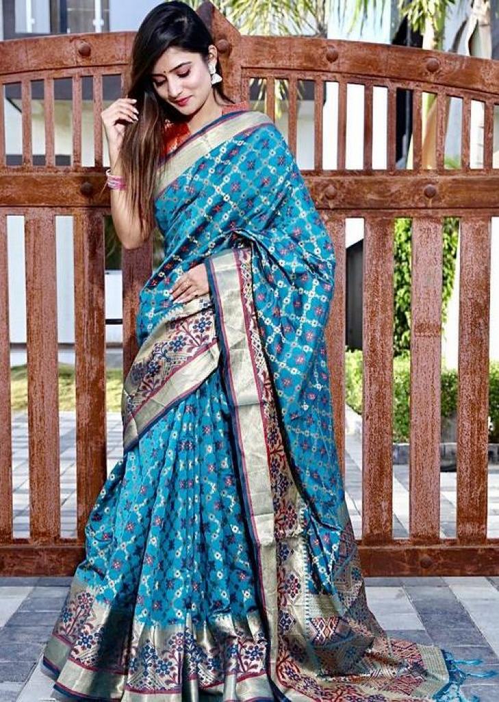 Buy Online Roshni Designer Patola Silk Saree At Best Price From Surati Fabric.