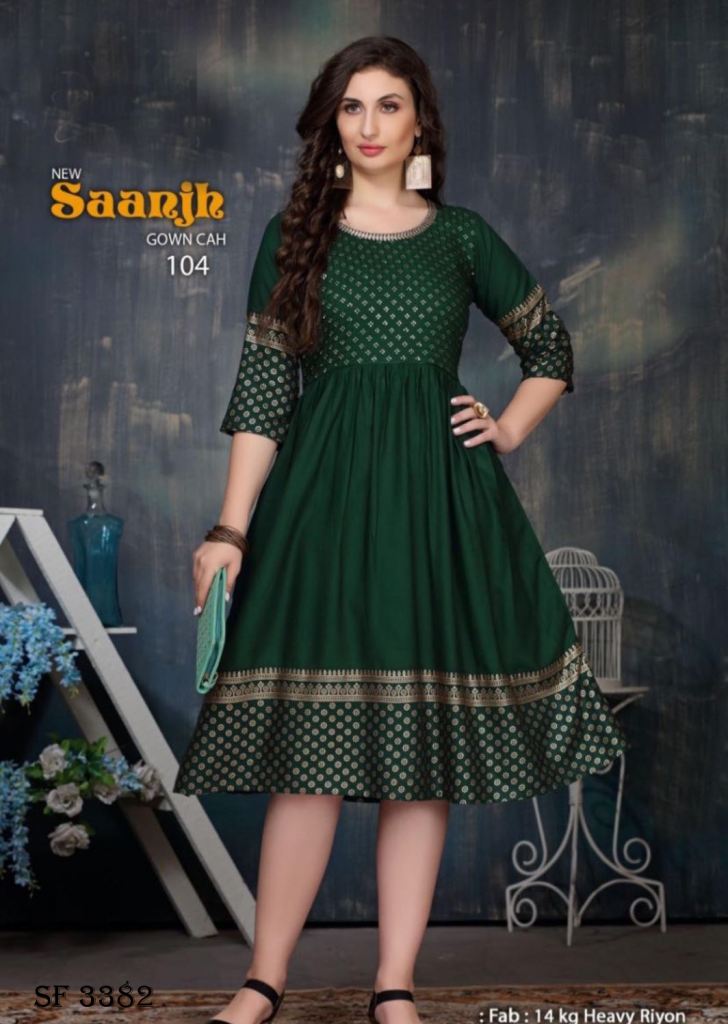 Buy SAANJH Gold Foil Printed Kurti In 8 Design By Beauty Queen at Rs ...