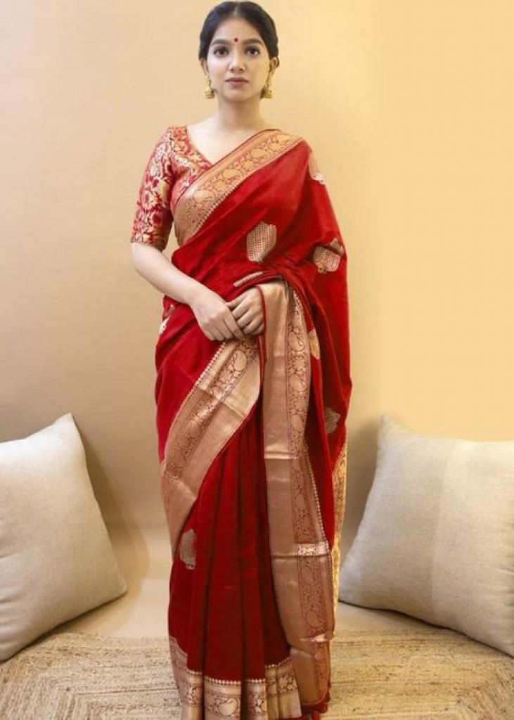 Wedding Wear And Party Wear Red Kanchipuram Silk Saree, With Blouse Piece,  6.3 meter at Rs 6000 in Bengaluru