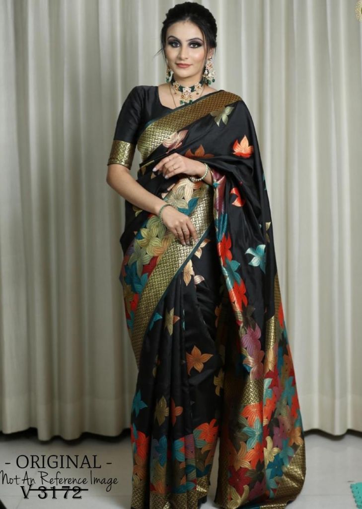 Buy Alakh Creation Woven Banarasi Pure Silk Dark Blue Sarees Online @ Best  Price In India | Flipkart.com