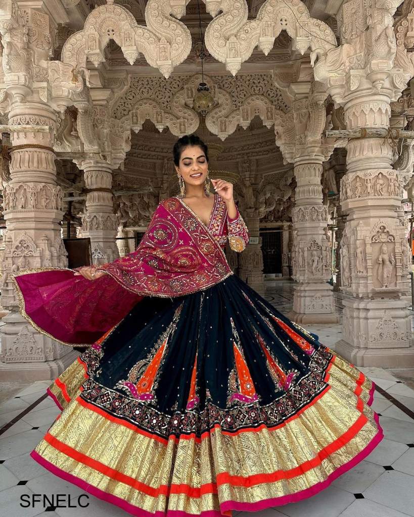 Navratri Special Cotton Lehenga in Red and Black : LRG106