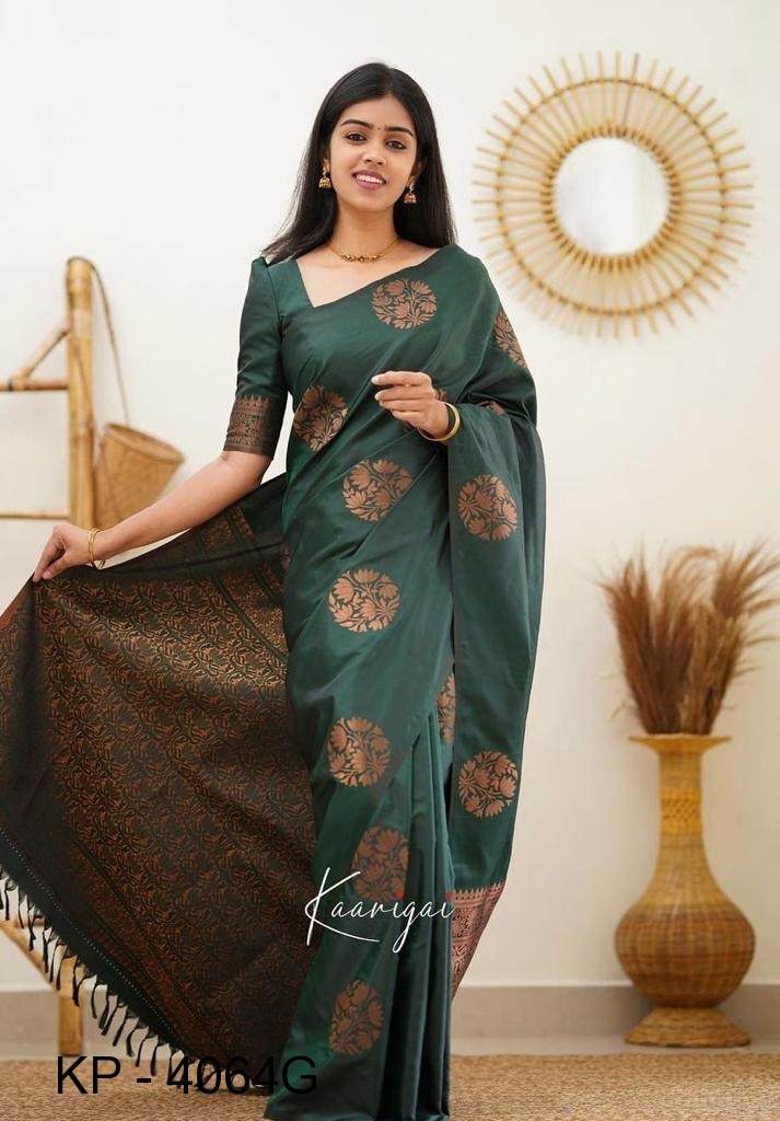 Dark Green & Navy Blue Heavy Thread and Zari Embroiderey Saree with Blouse  » BRITHIKA Luxury Fashion