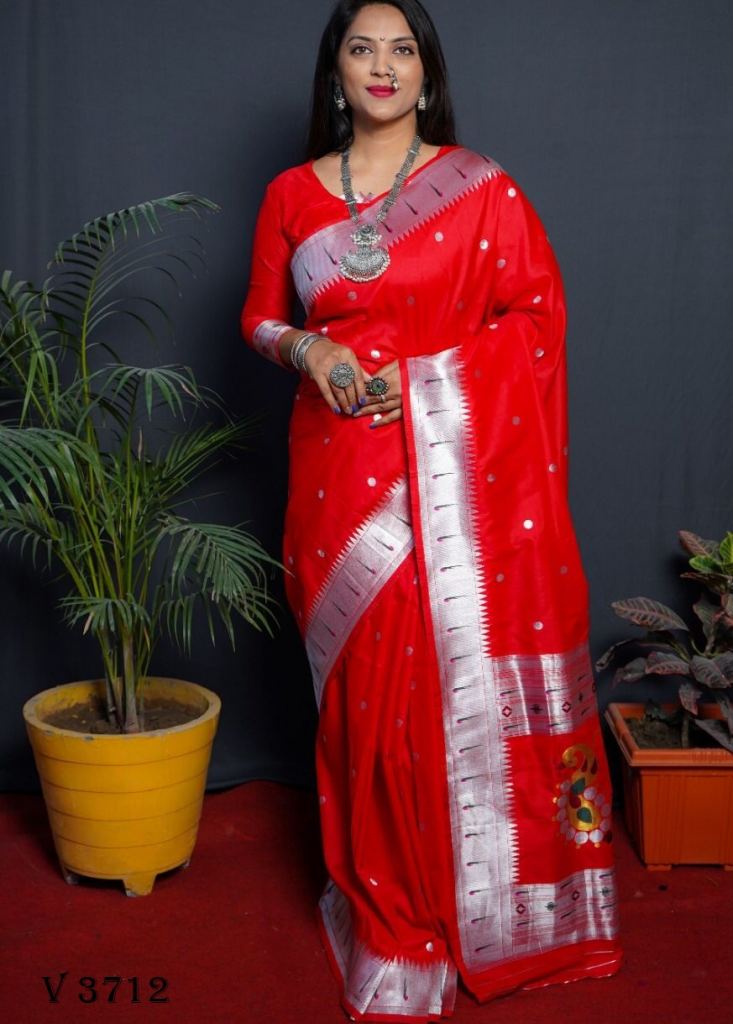 Bridal Red Patola Paithani Silk Saree – Ek Dhaga