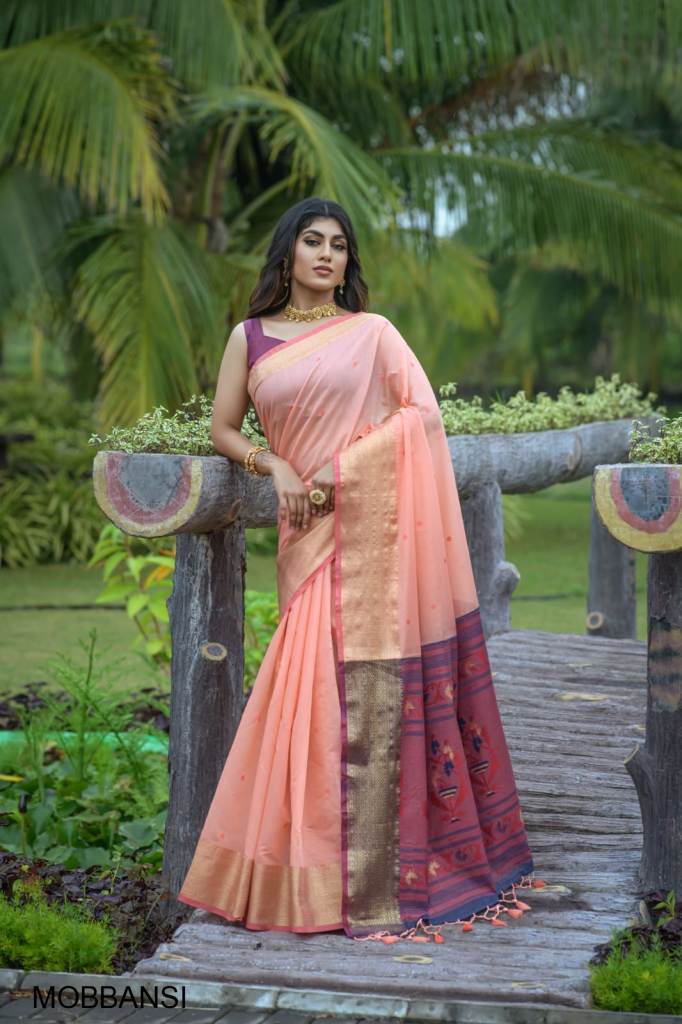 Get 20% Off on Pink Chanderi Handloom Silk Saree – Luxurion World