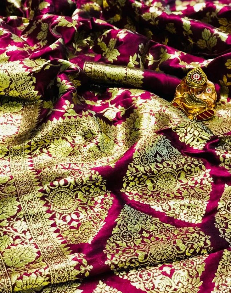 Buy pure silk saree with gold jari jal and border with reach pallu at ...