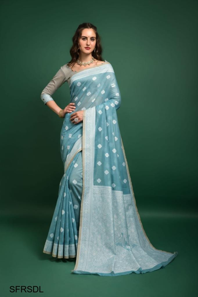 Buy Art Silk Rama Blue Saree (NWSA-6163) Online