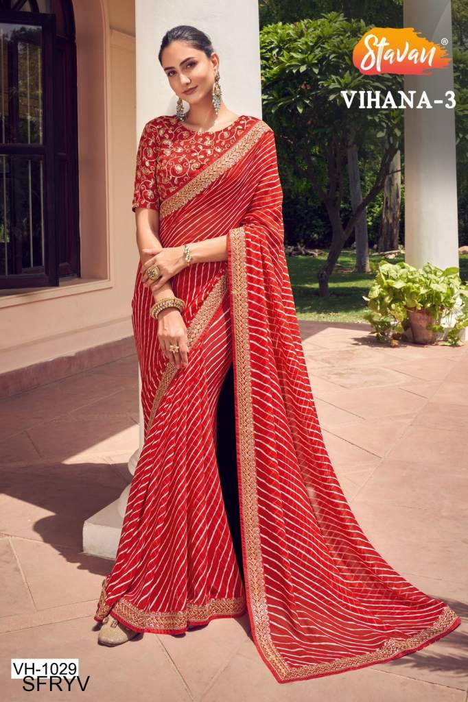 Red Embroidery Border Saree Catalogue Vihana Of Brand STAVAN