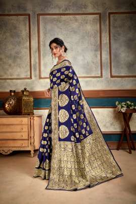 Aakrti Lichi Silk Blue Colour Saree