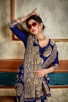 Aakrti Lichi Silk Blue Colour Saree