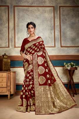 Aakrti Lichi Silk Maroon Colour Saree