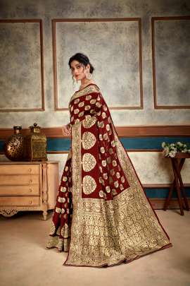 Aakrti Lichi Silk Maroon Colour Saree