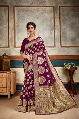 Aakrti Lichi Silk Wine Colour Saree