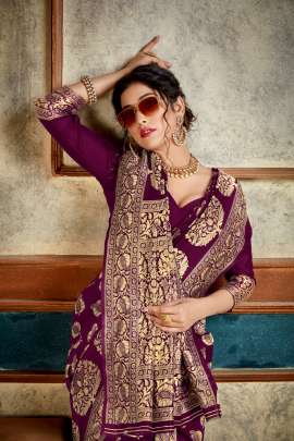 Aakrti Lichi Silk Wine Colour Saree