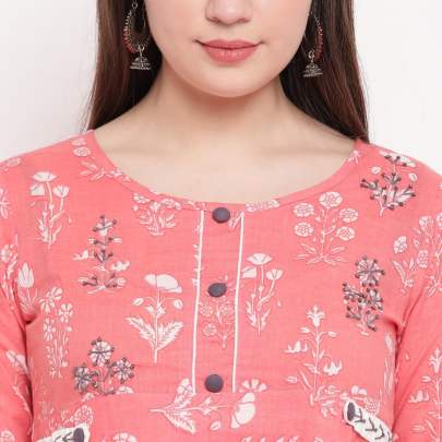 Alisa Fancy Cotton Kurti Pink