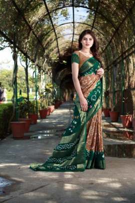 Art Silk New Bandhani Saree Green