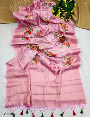 Arvi Soft Munga Silk Weaving Saree In Rose Pink Color