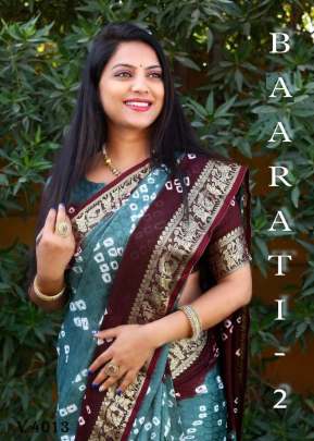 BARAATI 2 Bandhej Silk Saree In Grey And Brown Color By Surati Fabric