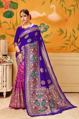 BEAUTIFUL PLAIN SAREE WITH HEAVY LOOK IN  VIOLET 