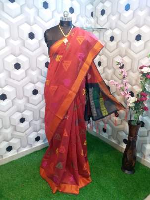 BEAUTIFUL SOFT COTTON  SAREE WITH ALL OVER BEAUTIFUL  WEAVING TILL BLOUSE PART 