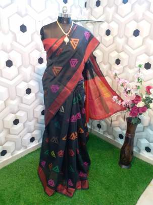 BEAUTIFUL SOFT COTTON  SAREE WITH ALL OVER BEAUTIFUL  WEAVING TILL BLOUSE PART