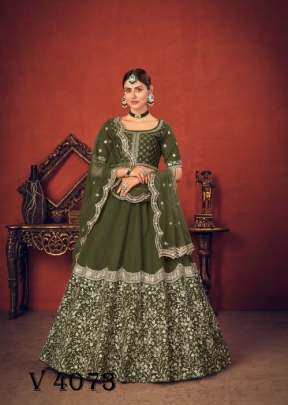 BRIDESMAID VOL 13 Bridal Look Lehengha Choli In Olive Green Color By SHUBHKALA