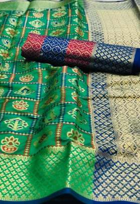 Banarasi Handloom Weaving Patola Silk Saree With Rich Contrast Pallu