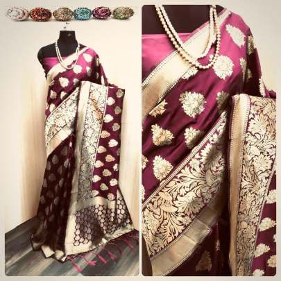 Banarasi Handloom Weaving Silk Maroon