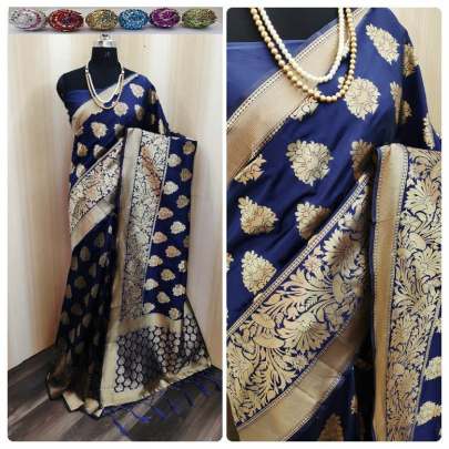 Banarasi Handloom Weaving Silk Blue