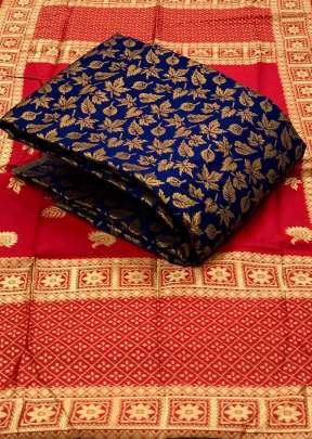 Banarasi Patti Silk Royal Blue Dress Material