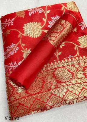 Banarasi Silk Saree In Imperial Red Color By Surati Fabric