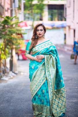 Banarasi Silk Weaving Rama Colour Saree