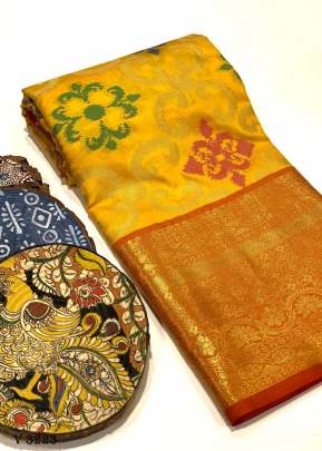Banarasi silk  saree in Yellow Color by Surati Fabric