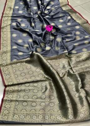 Banasari Soft Silk With Golden Zari Grey Color Saree