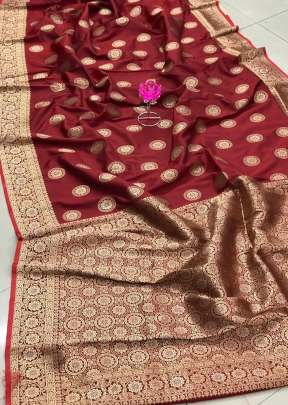 Banasari Soft Silk With Golden Zari Maroon Color Saree