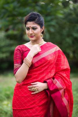 Banglori Raw Silk Saree With Contrast Zari Wooven Pallu