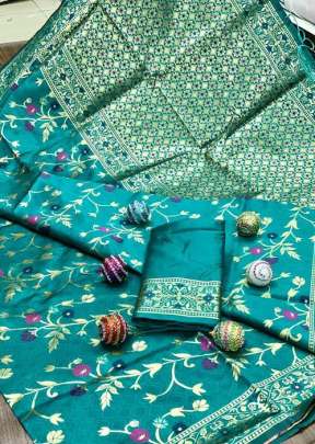 Beautiful Banarasi Warm Silk Rama Color Saree
