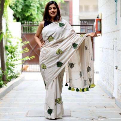 Beautiful Chanderi Silk With Embroidery Work Saree 
