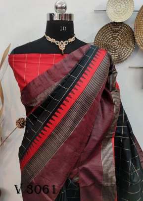  Beautiful Raw silk weaving Black saree By Yuvika Checks