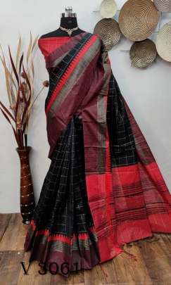 Beautiful Raw silk weaving Black saree By Yuvika Checks