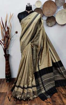 Beautiful Raw silk weaving Chiku saree By Yuvika Checks