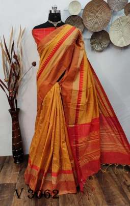 Beautiful Raw silk weaving Yellow saree By Yuvika Checks