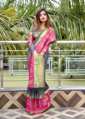 Bhavani Silk Pink And Grey Colour Saree