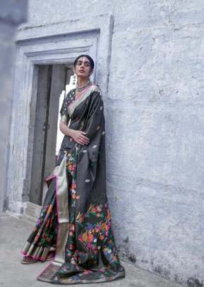 Black Colour Pure Jamadani Weaving Saree With Zari Border
