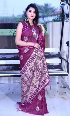 DEEWANI LICHI SILK SAREE RANI COLOR