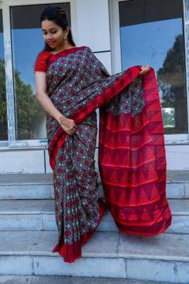 DESIGNER JUTE SILK SAREE WITH FANCY LOOK