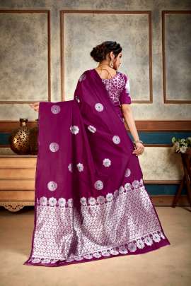 DHANSHREE LICHI SILK SAREE  WINE COLOUR