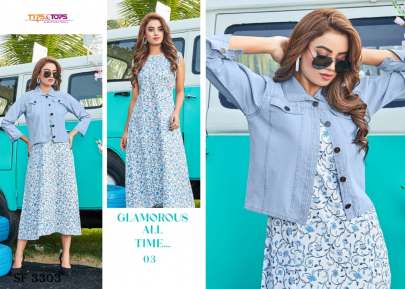 MANTRA VOL 05 Denim Jacket With Long Kurti In 6 Color By Tips   Tops