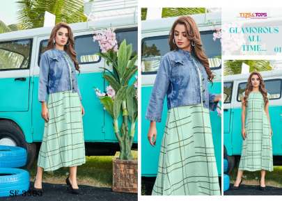 MANTRA VOL 05 Denim Jacket With Long Kurti In 6 Color By Tips   Tops